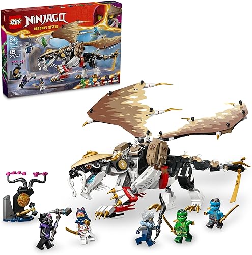 LEGO NINJAGO - Figura de acción de Egalt The Master Dragon, juego de batalla de juguete de héroe con 5 minifiguras ninja para juego grupal o