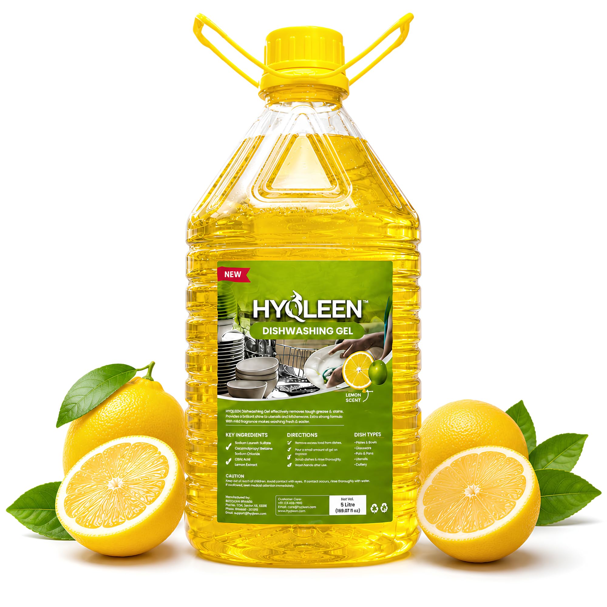 Dishwash Gel Lemon 5 Litre Can | Dishwasher Liquid | Removes Grease, Odour & Germs | Fast Cleaning Formula | Safe On Hands | Residue Free Utensil Cleaner | Value Pack-image-34