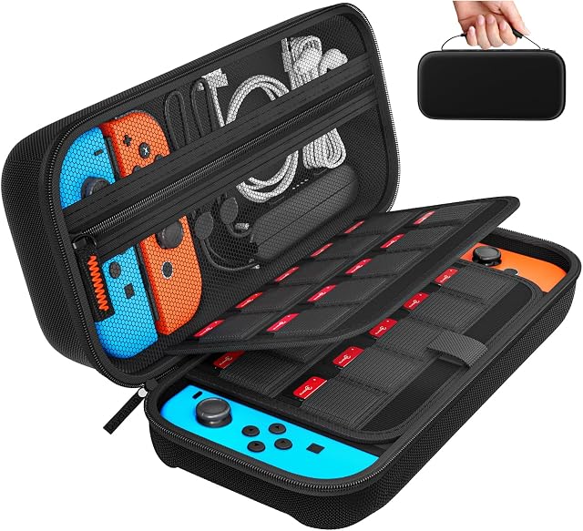 Daydayup Case Kompatybilny z Nintendo Switch i nowym przełącznikiem OLED, twardy futerał na Nintendo Switch, etui ochronne z przechowywaniem na 20 gier, akcesoria do konsoli