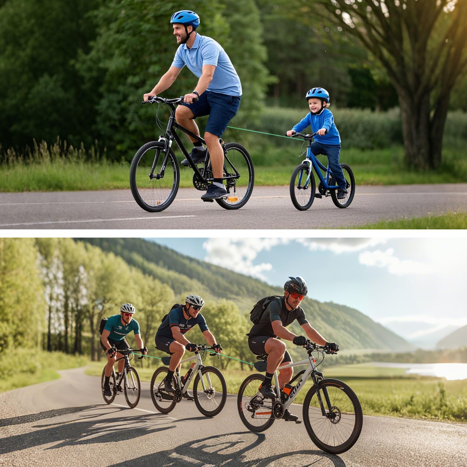 GuKKK Corda da Traino Bici 2.5M Retrattile per Bicicletta MTB Genitore Bambino