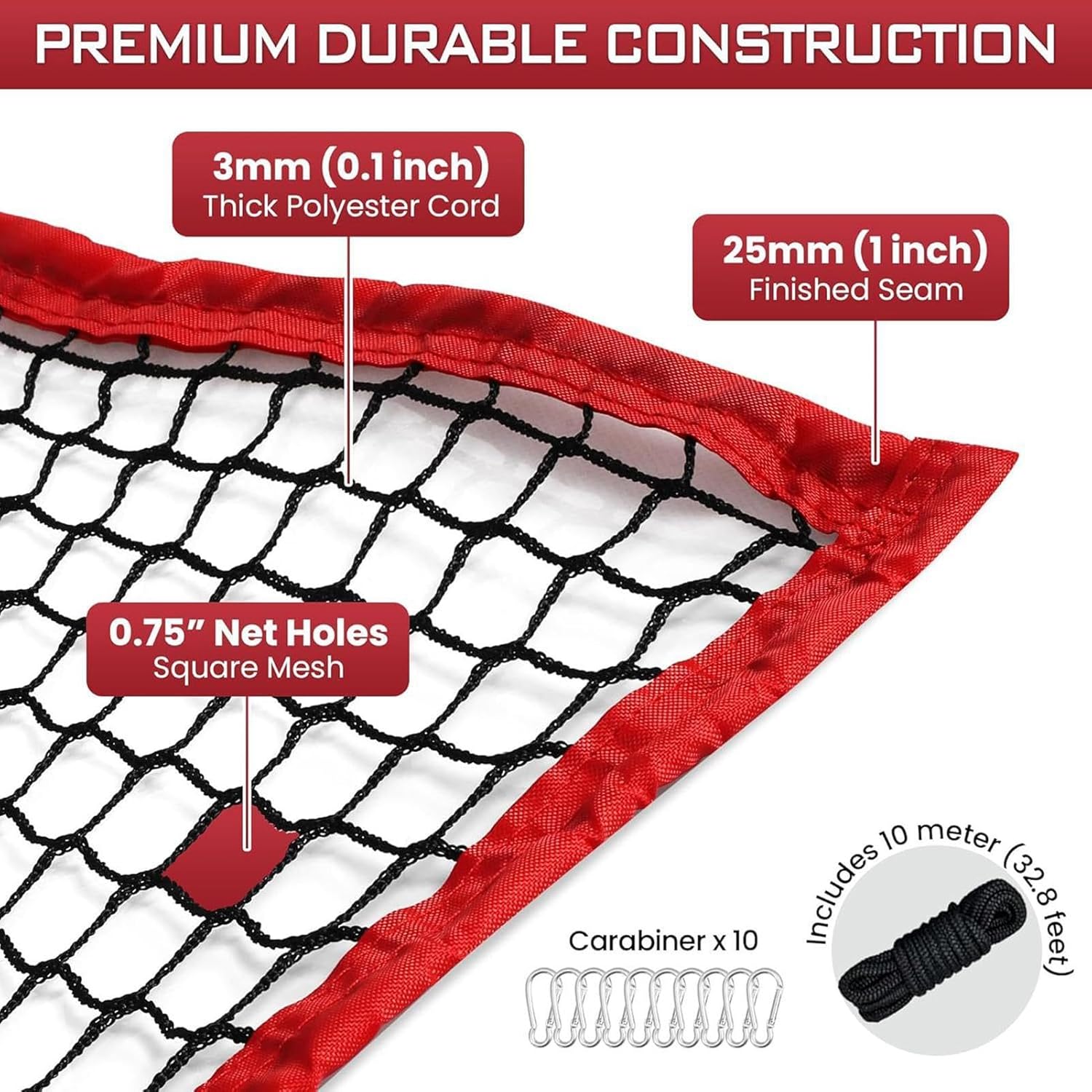Baseball Training Net - Polyester Softball Pitching Net | Baseball Practice Net | Softball Backstop Nets | Ball Sports Barrier Net | Baseball Hitting Net | Mesh Netting for Golf, Baseball, Softball