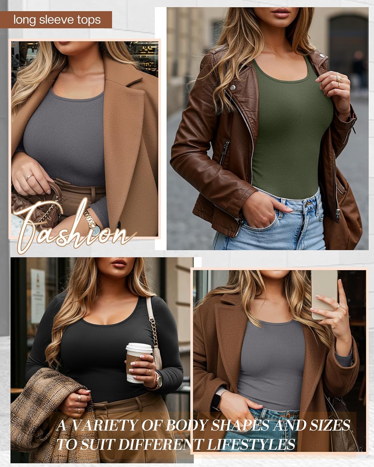 Ficerd 3 Pack Women's Plus Size Thermal Shirts Fleece Lined Scoop Neck Long Sleeve Tops Fitted Winter Base Layer Underwear