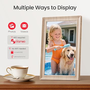 Frameo WiFi Digital Photo Frame 10.1 Inch - 1280x800 HD IPS Touch Screen Picture Frame Electronic, 32GB Memory, Auto Rotate, Wall Mountable, Digital PictureFrame for Sharing Photos and Videos
