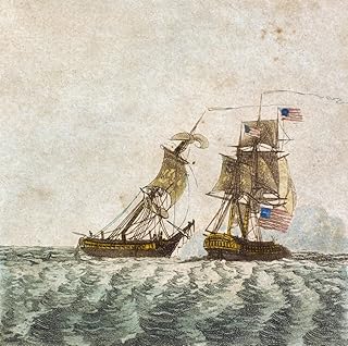 Constitution And Guerriere Nthe Engagement Between Uss Constitution And Hms Guerriere On 19 August 1812 Engraving French 19Th Century Poster Print by (24 x 36)