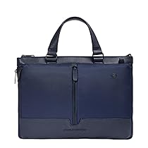 PIQUADRO – Borsa da Lavoro Uomo Porta PC 14″ – Pelle e Tessuto – Colore Blu – Elegante e Funzionale