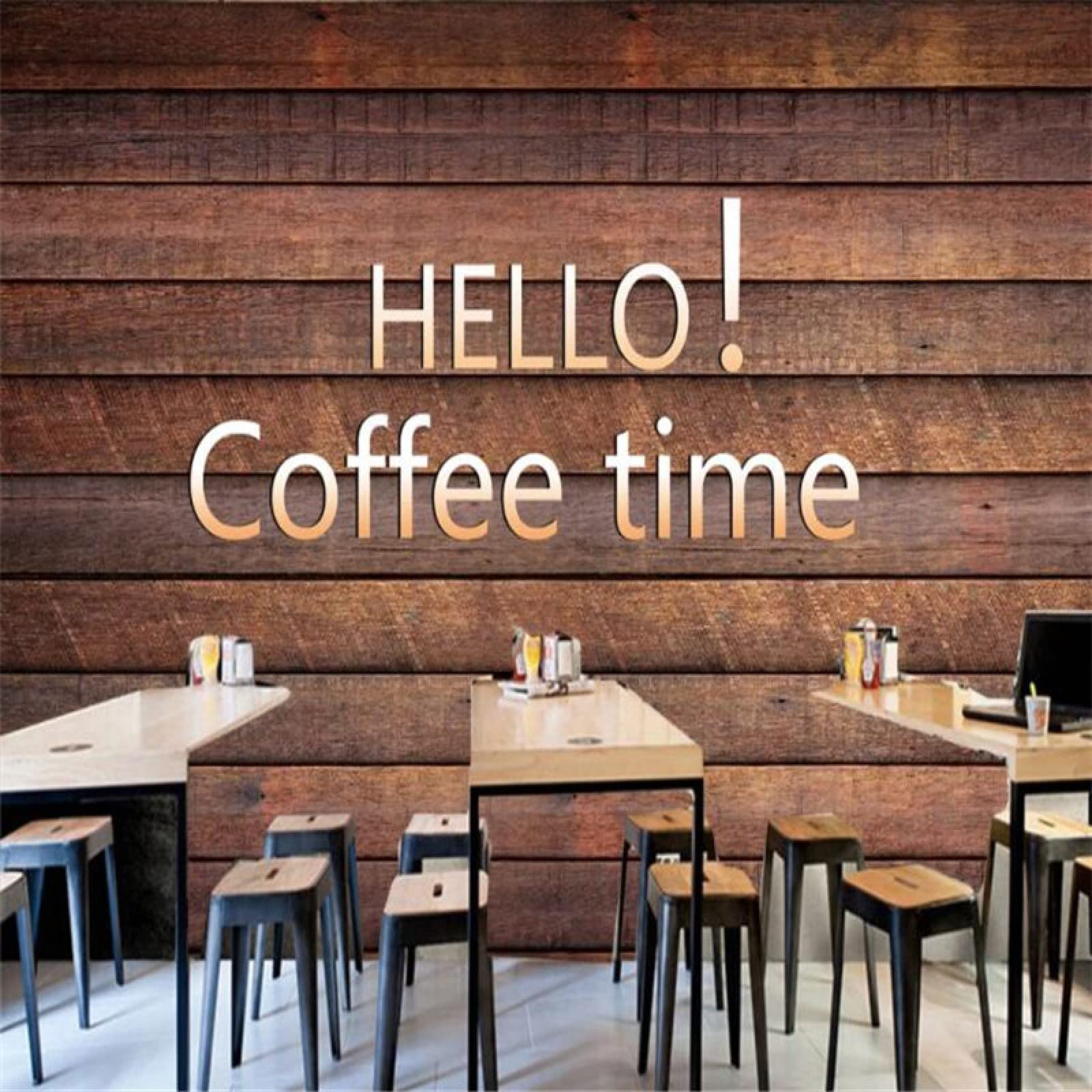 Sfondi Fotografici 3D Per Pareti In Legno Marrone Scuro Retrò Di Dimensioni Personalizzate Per Caffè, Bar Per Il Tempo Libero, Bar, Decorazioni Industriali, Carta Da Parati 3D 250Cm(W)×175Cm(H)