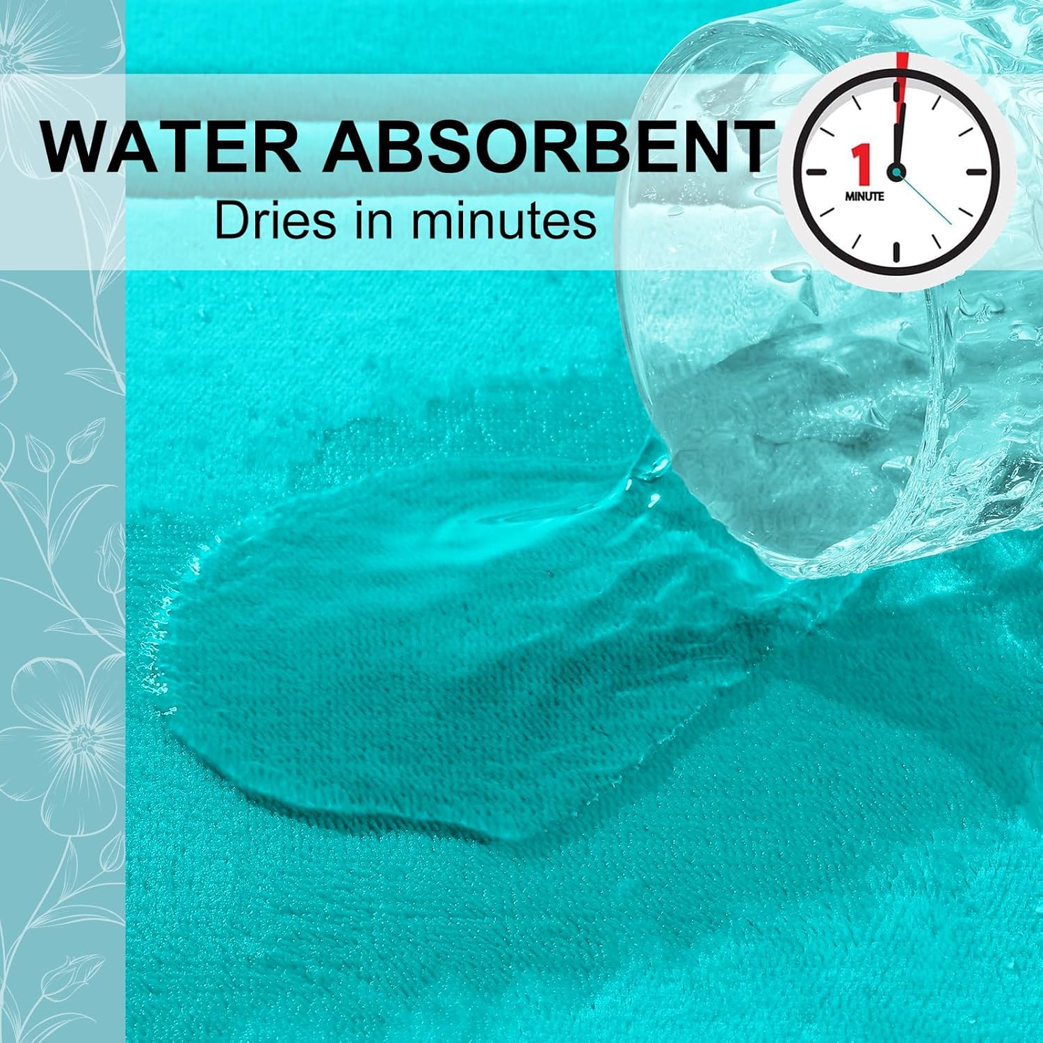 Grandaily Memory Foam Bath Mat Rug 30x20, Ultra Soft, Non-Slip and Absorbent Bathroom Rugs, Machine Wash Dry, Comfortable Bath Carpet for Bathroom Floor, Tub and Shower, Teal - Image 6