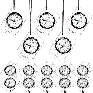 17 Pieces Orienteering Magnetic Compass Adjustable Declination Map Scout Compass for Camping Trip Travelling