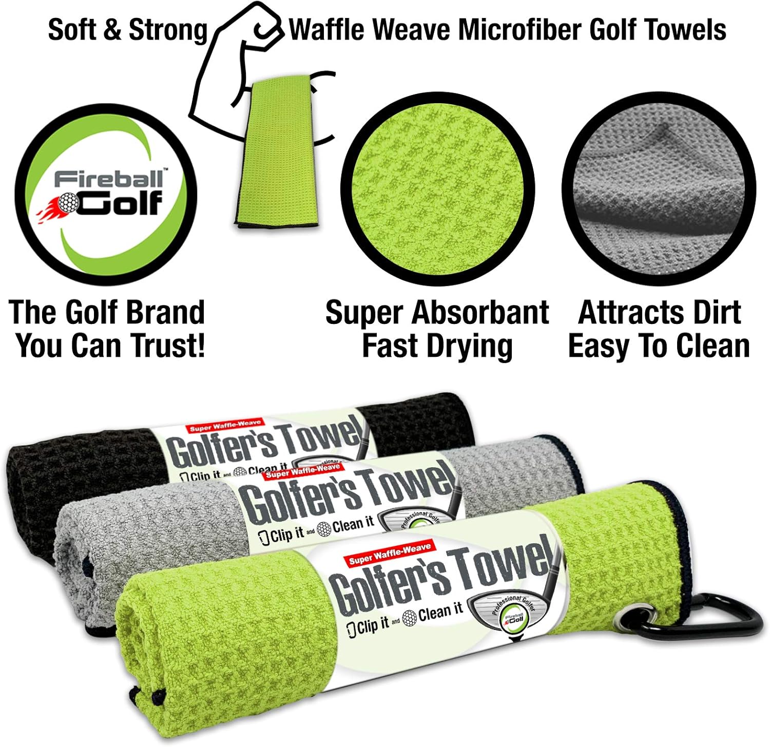 review Fireball Golf 5-Piece Deluxe Golf Towel Gift Accessories Set in Green