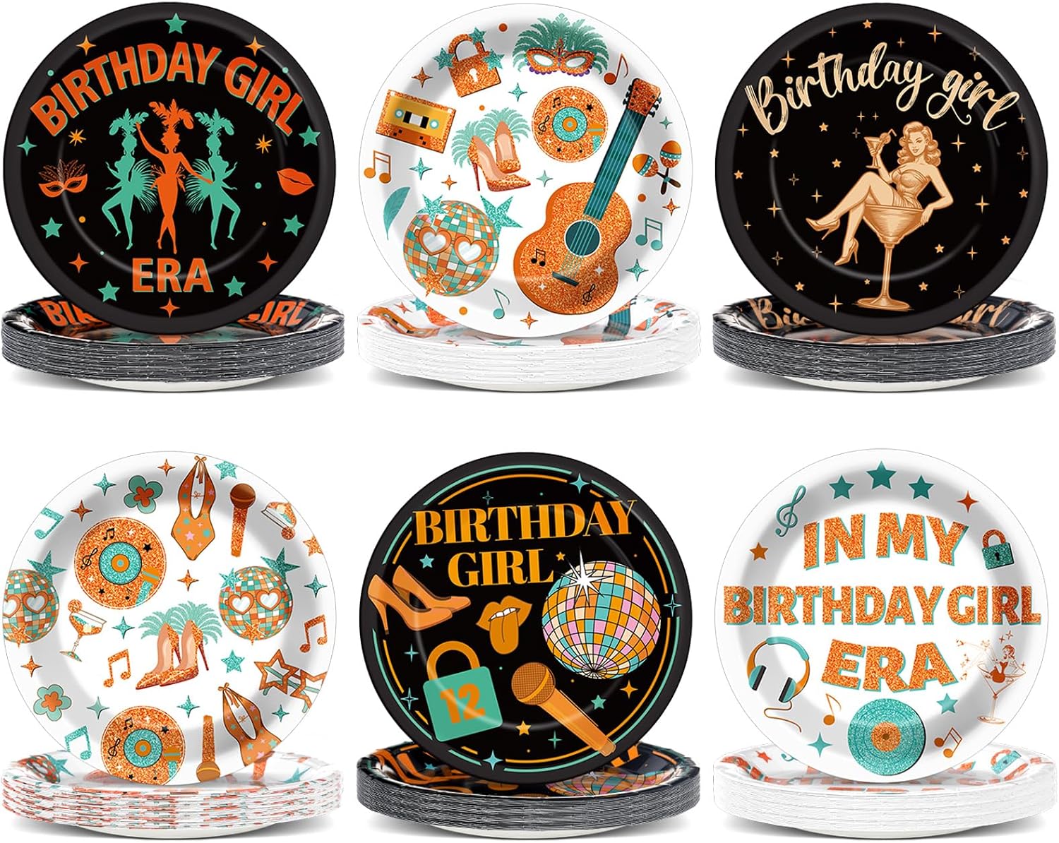 60PCS Popular Singer Party Decoration In My Birthday Era Paper Plates Music Lover Party Tableware The Life Of Birthday girl Disposable Plates for Girls Night Music Fans Baby Shower Favor