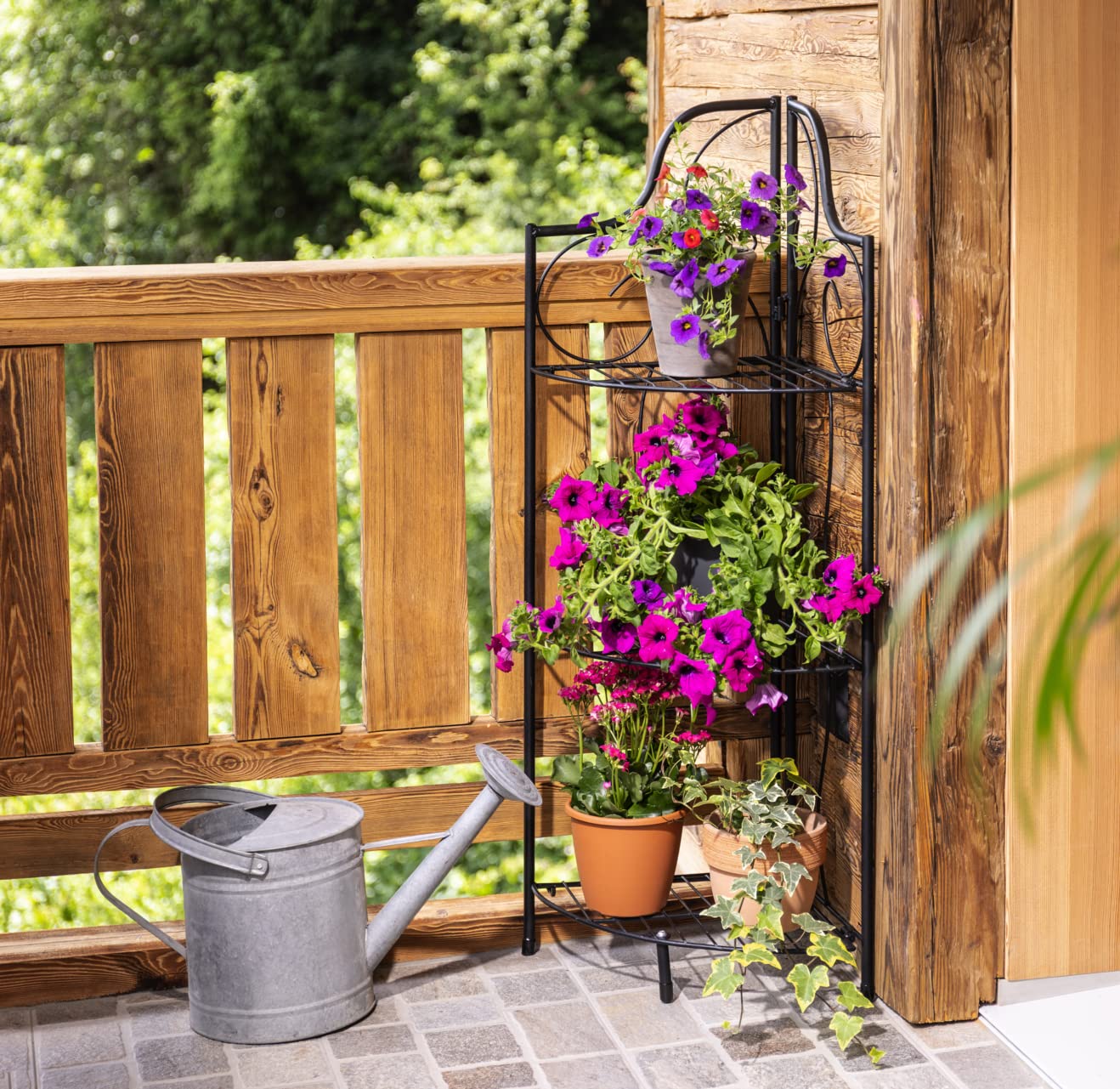 Windhager Flower Shelf Metal Outdoor Plant Corner Shelf Plant Stand Balcony Foldable Flower Stairs Shoe Rack for Indoor and Outdoor Use 100 x 32 x 32 cm (H x W x D) - Image 2
