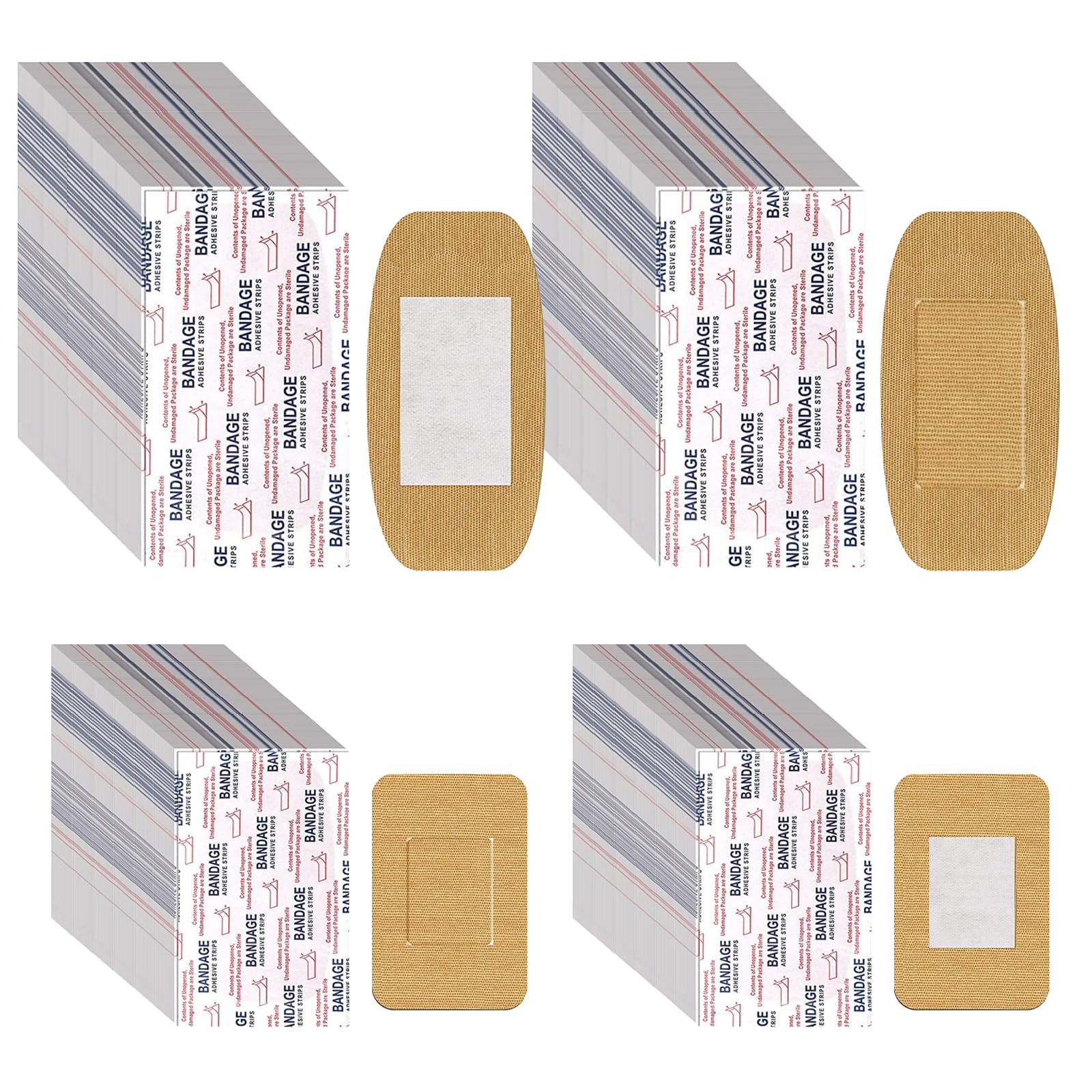 100 Pcs Large Bandages Flexible Adhesive Bandages Fabric Bandages Bulk for First Aid Wound Care Scrapes Blister