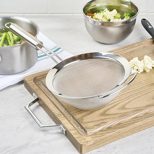 Miniatura 6 de Restaurantware - Tamiz de malla estándar alemán de 7.9 pulgadas, 1 colador de malla fina con mango - Tamiz ultra duradero, lavavajillas, colador de