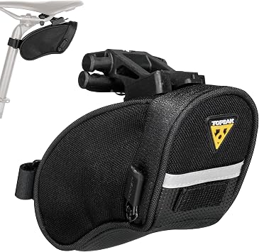 Topeak Aero Wedge Pack, w/ Fixer F11, Micro , Black, L x W x H 6.6 x 14 x 8.1 cm / 2.6 x 5.5 x 3.2
