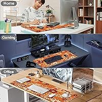 Vista 7 de Mouse Pad, Large Retro Boho Hippie Flower Desk Mat, Extended Non-Slip Gaming Keyboard Mousepad Desk Pad, Thick Stitched Edges Waterproof Mouse Mat