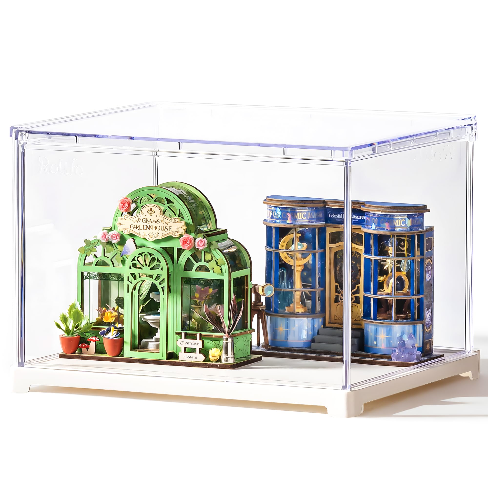 Vitrina acrílica para decorar salones con casas en miniatura y figuras Rolife