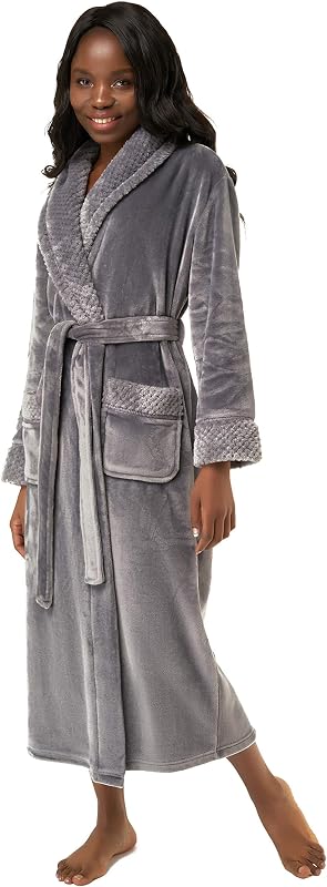 Turquaz Albornoz de forro polar de felpa para mujer, de gran tamaño, de lujo, ultrasuave y cálido, con bolsillos espaciosos