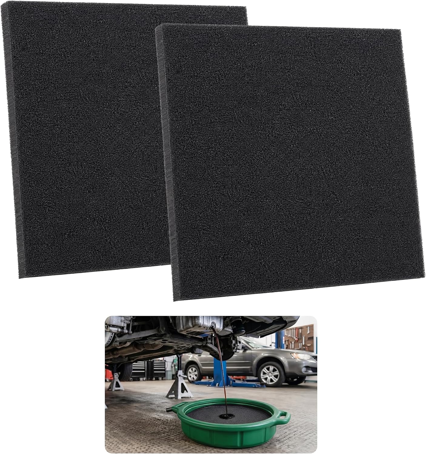 22" Oil Drain Splash Pad, Trimmable Anti-Splatter Mat Compatible with Oil Drain Pan, for Oil Changes, DIY Mechanics & Home Garage, 2 Pack
