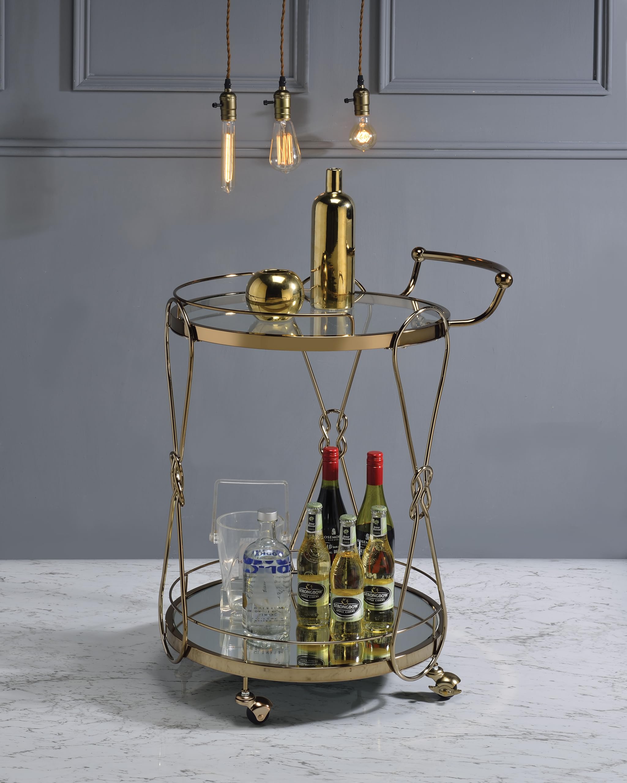 Champagne Finish Serving Cart