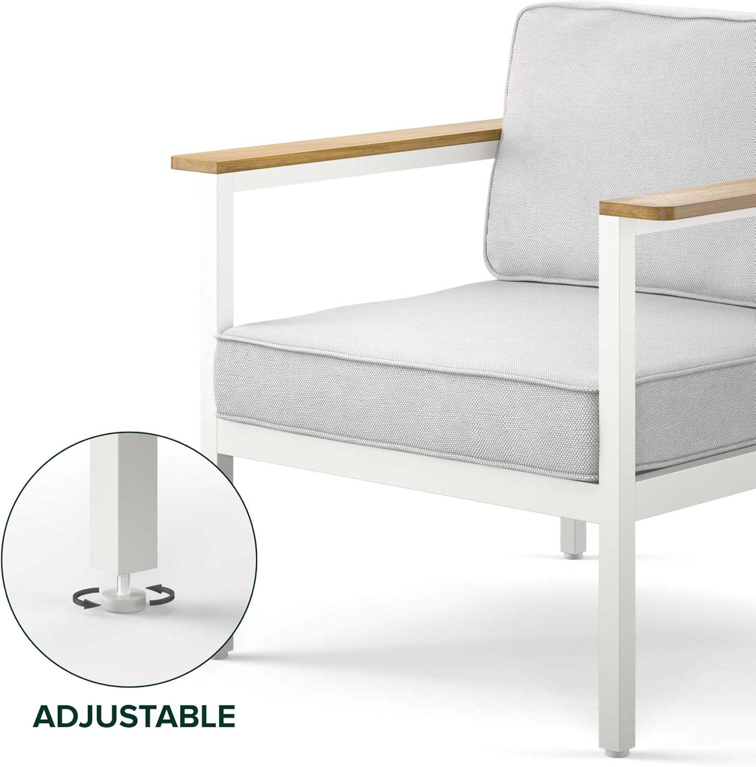 ZINUS Pablo Aluminum and Acacia Wood Outdoor Armchair with Cushions and Waterproof Cover / Weather Resistant and Rust Proof / Easy Assembly: Garden & Outdoor