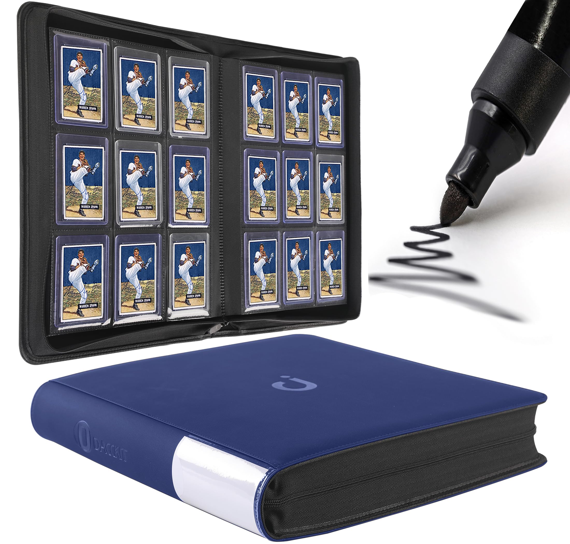 MewVeer Classeur Carte, Album pour Cartes à Collectionner Capacité de 112 Top Loaders 4 Poches, Classeur Rangement Top Loader pour Cartes YGO/MTG/TCG, Noir (NON ADAPTÉ AUX CARTES SANS TOP LOADER
