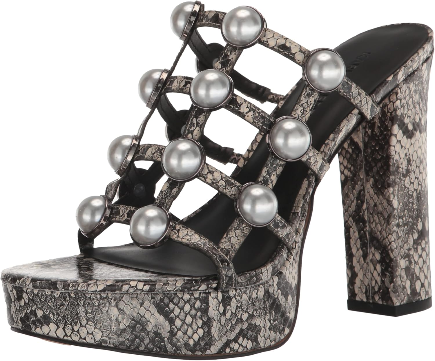 Karl Lagerfeld Paris Women's Addica Pearls-Plat Platform, Black/White, 7.5