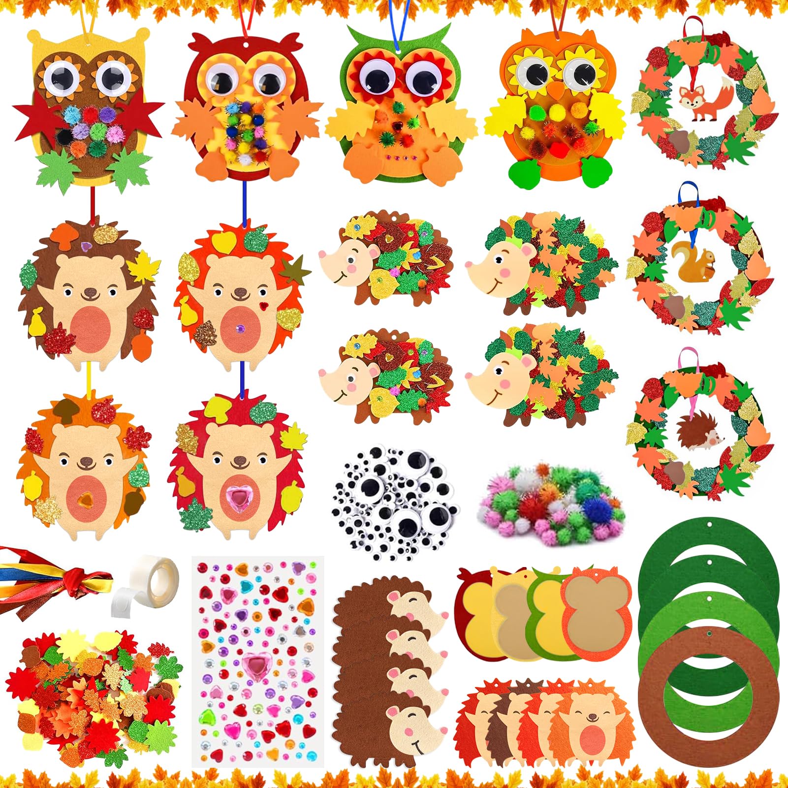 KELUOWANG Autumn Craft Kits for Kids – 16 Felt Crafts