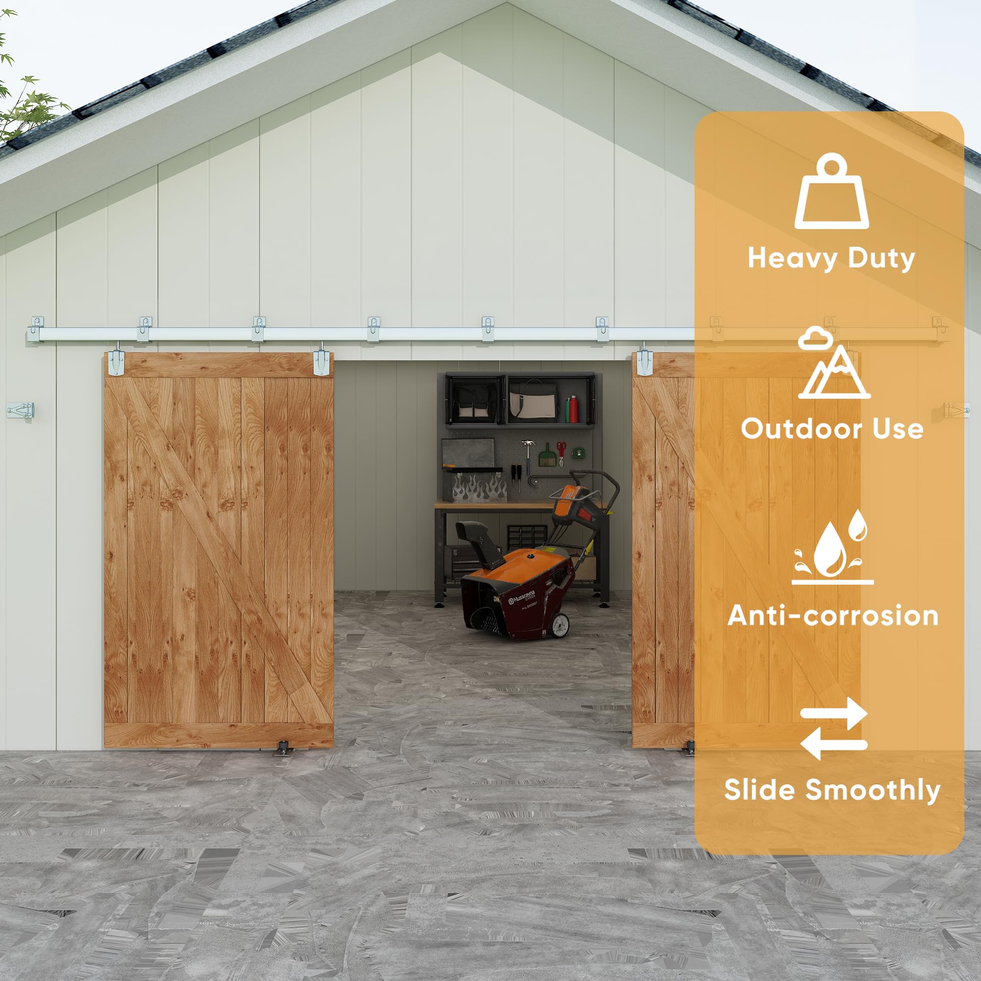 Snapklik.com : JUBEST 14FT Box Rail Exterior Barn Door Hardware Kit ...