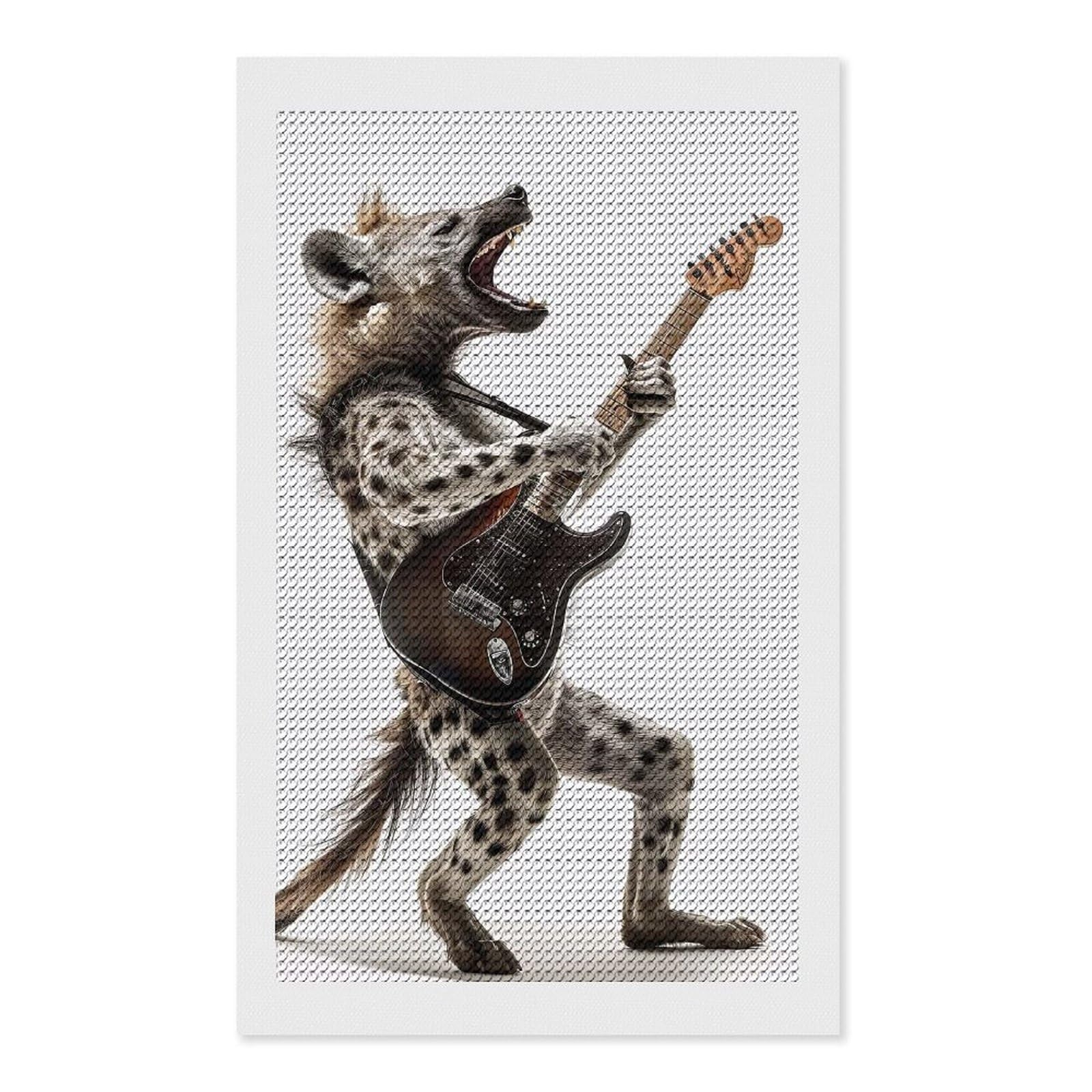 Junmoney Hyena Guitar DIY Diamond Art Canvas Kit 12"x20", Christmas Gift, for Family Craft Time, Leisure Activity, Home Wall Art