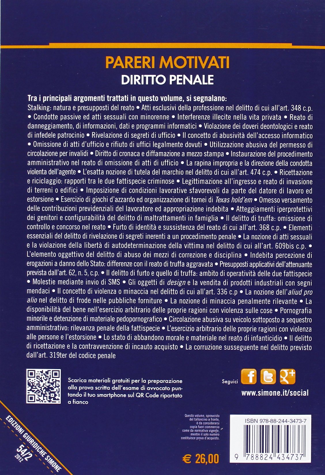 Pareri motivati diritto penale. Per l'esame di avvocato