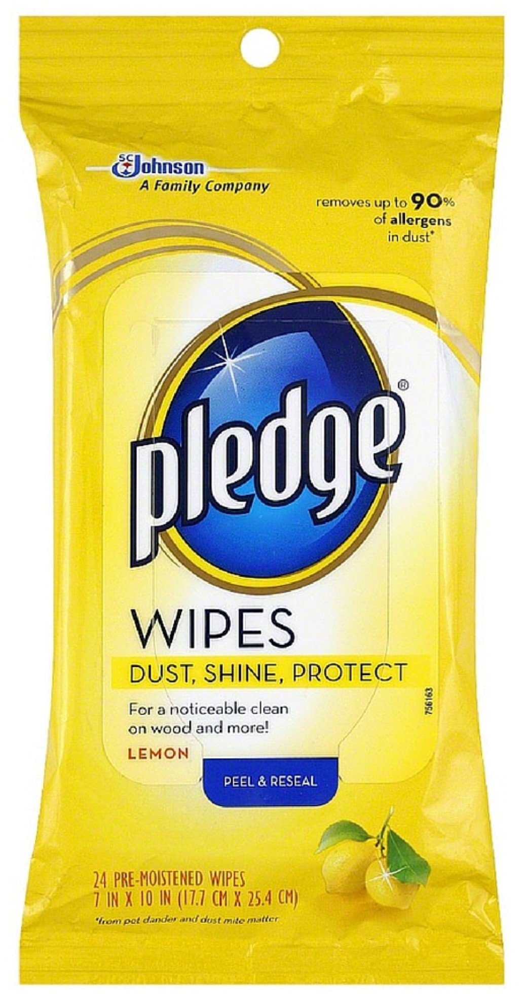 Pledge Lemon Clean Pre-Moistened Wipes 24 ea (Pack of 11)