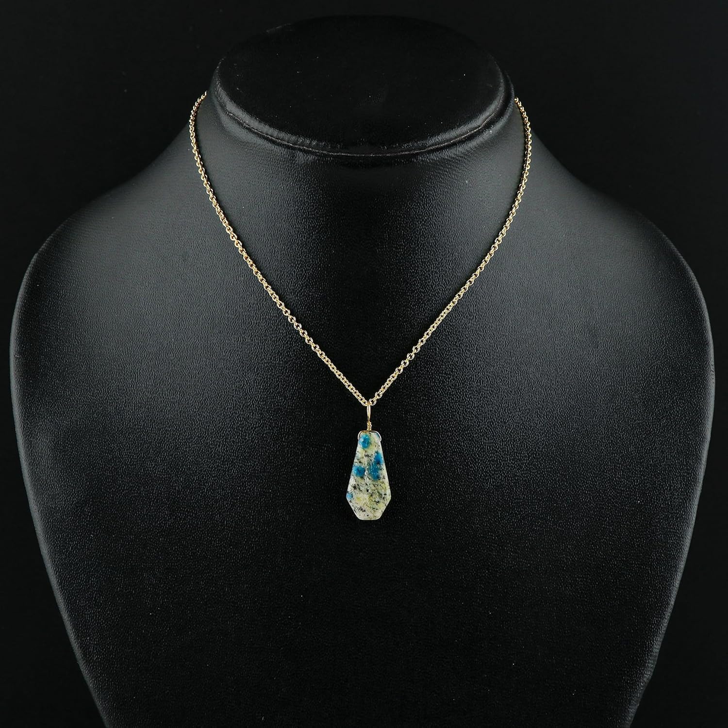 Natural K2 Jasper Gemstone Necklace, Polished Coffin Stone Dainty Pendant, Handmade Bohemian Jewelry, Healing Crystals, Gold Plated Chain, Christmas Gift for Women-18inch - Image 5