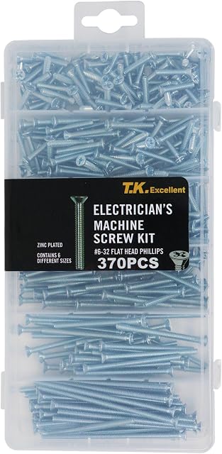 T.K.Excellent Flat Head Phillips Electrician's Machine Screw Kit,370 Pcs