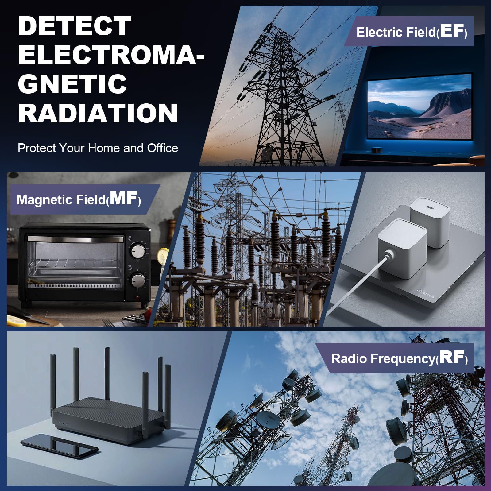 EMF Messgerät 3-in-1, YOJOCK tragbarer Strahlungsdetektor für EF, MF & RF Signale, inkl. zusätzlicher Batterie und deutscher Anleitung EMF Strahlungsmessgerät für Zuhause, Büro und Outdoor (Grün)