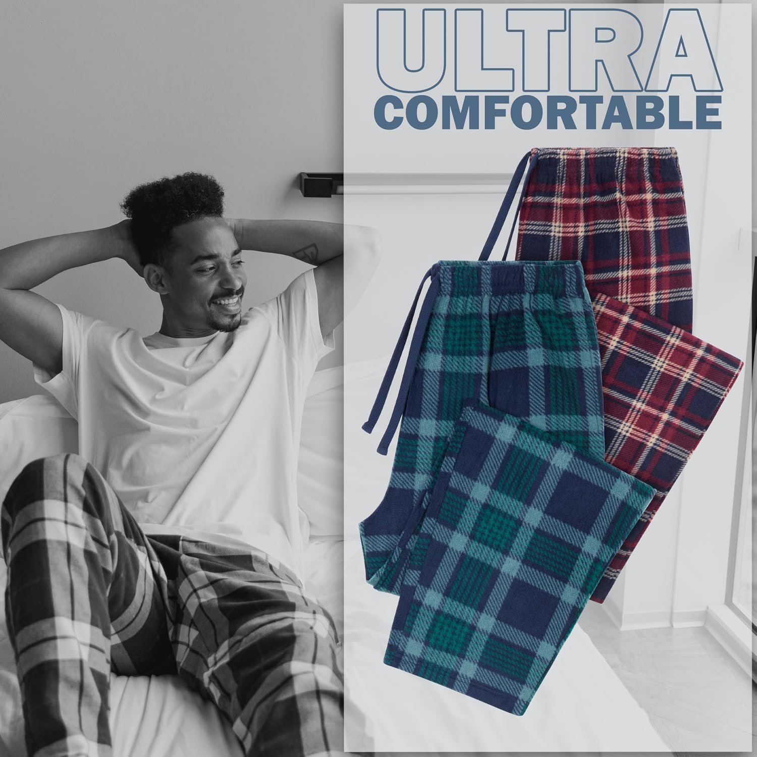 Get Trend 2 Pack Pajama Pants for Men, Teens, Lounge Pants with Drawstring Waist, Comfy Sleepwear, Loungewear, Gifts for Men