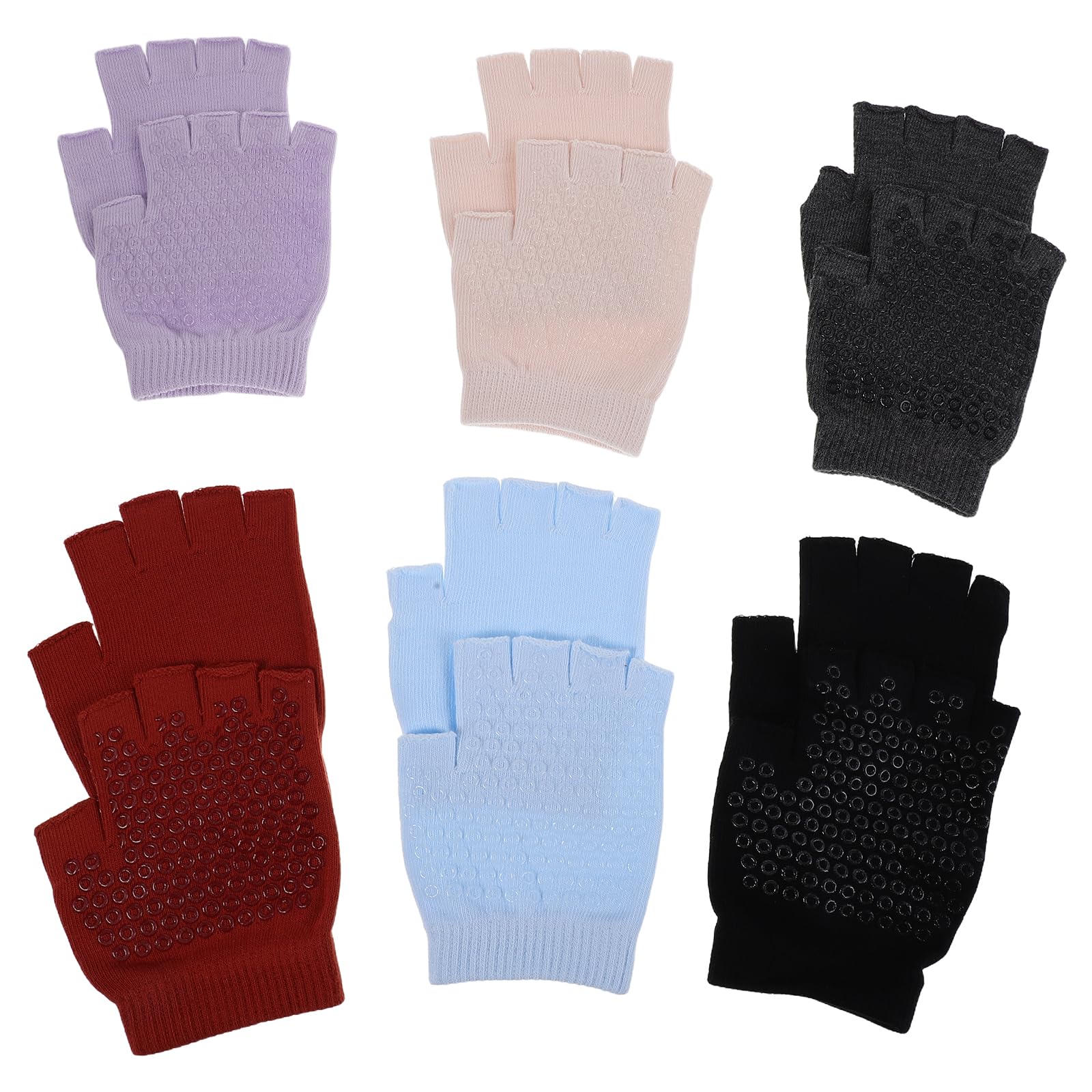 TOYANDONA Guanti da Yoga Antiscivolo Mezze Dita 6 Paia Guanti da Allenamento Palestra senza Dita con Grip Traspiranti per Yoga Aereo Pilates Sollevamento Pesi e Ciclismo