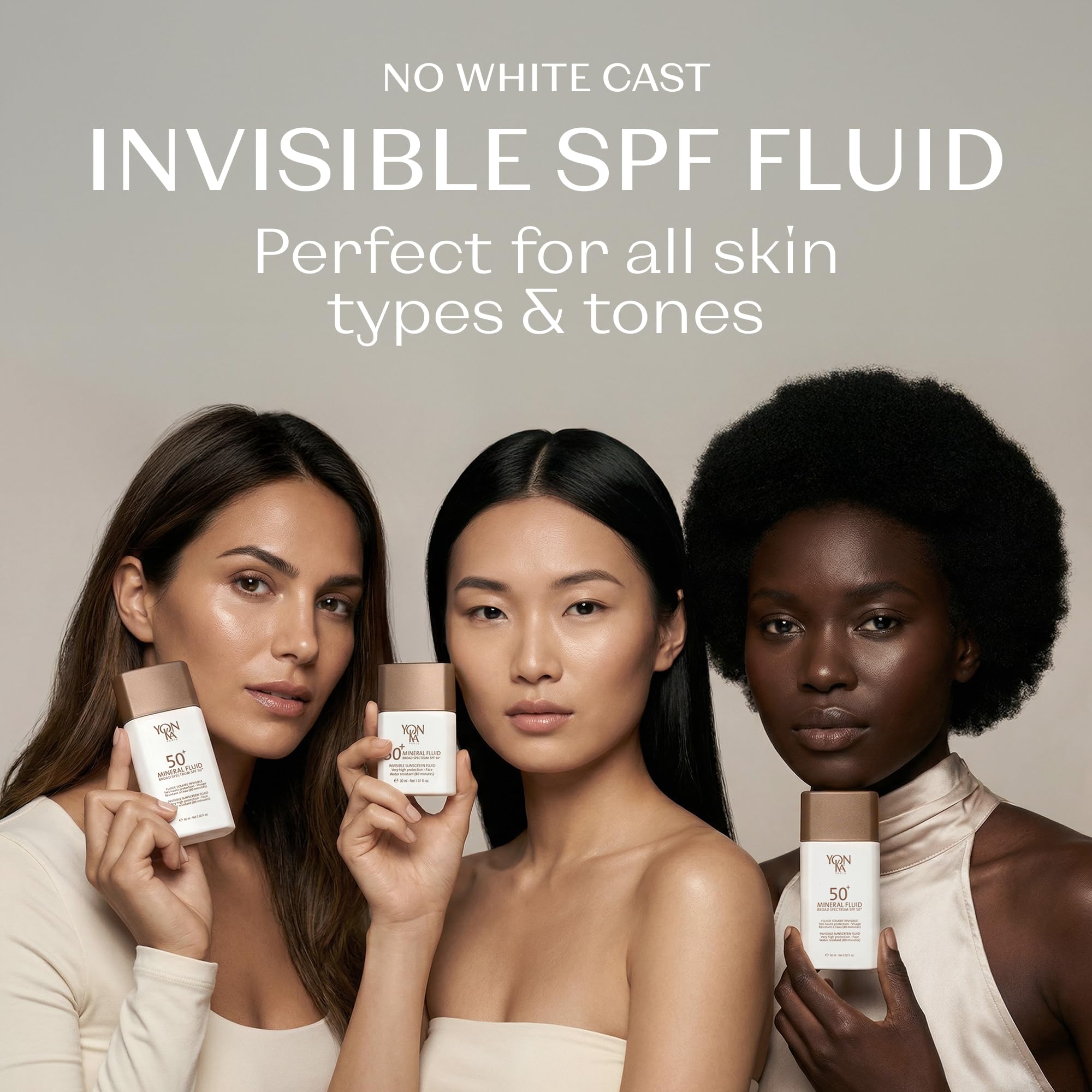 YONKA PARIS SPF 50 Mineral Fluid | Weightless Sheer Sunscreen No White Cast | 100% Non Nano Zinc Oxide Niacinamide | Fragrance Free Water Resistant | Daily Facial Sun Protection