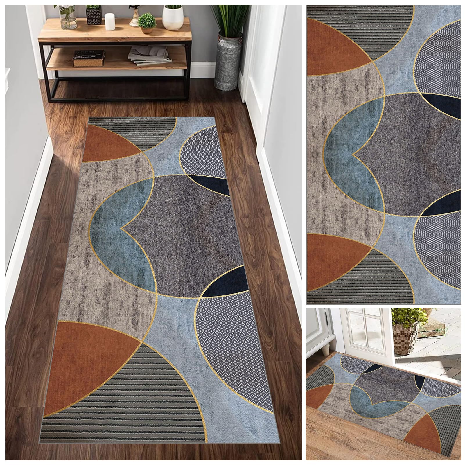 Tapis de couloir antidérapant et lavable 90x500 cm à poils ras pour sécuriser votre entrée