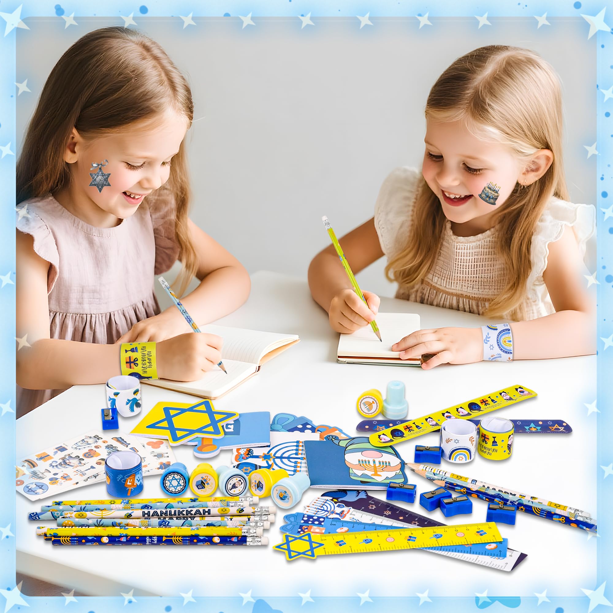 Ulema 216 lápices de madera de regalo de Hanukkah Supplies Hanukkah a granel con temática de Janucá para bolsas de regalo, premio de aula