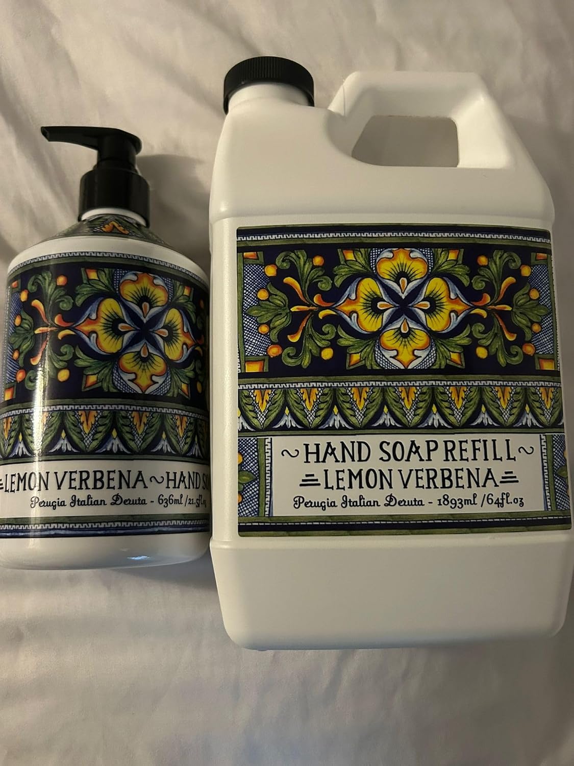 Pack of Lemon verbena hand soap 64 fl oz refill botlle & lemon verben 21.5 fl oz bottle