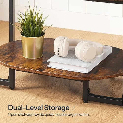 Miniatura 6 de HOOBRO - Mesa de café para sala de estar, mesa de café ovalada pequeña con estante de almacenamiento abierto de 2 niveles, mesa de té de cóctel