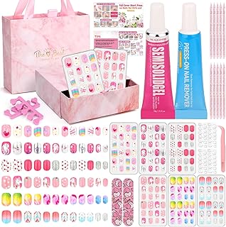 144 Pcs Press on Nails for Kids, Girls Fake Nails with Glue Kit, Cute