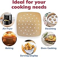 Vista 3 de Reli. Forros de papel pergamino para freidora de aire (400 piezas) marrón Hojas desechables cuadradas de 8.5 pulgadas Papel pergamino