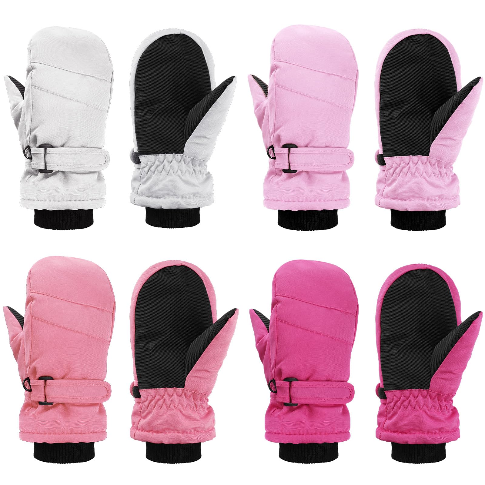 Geyoga 4 Pairs Kids Mitten Waterproof Ski Gloves