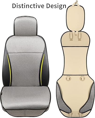 Miniatura 19 de Auto Newer Luxury Breathable Car Seat Cover Fit Four Seasons, Universal Front of Car Seat Cushions, Bottom Seat Covers of Full Wrapped Beige-2pcs