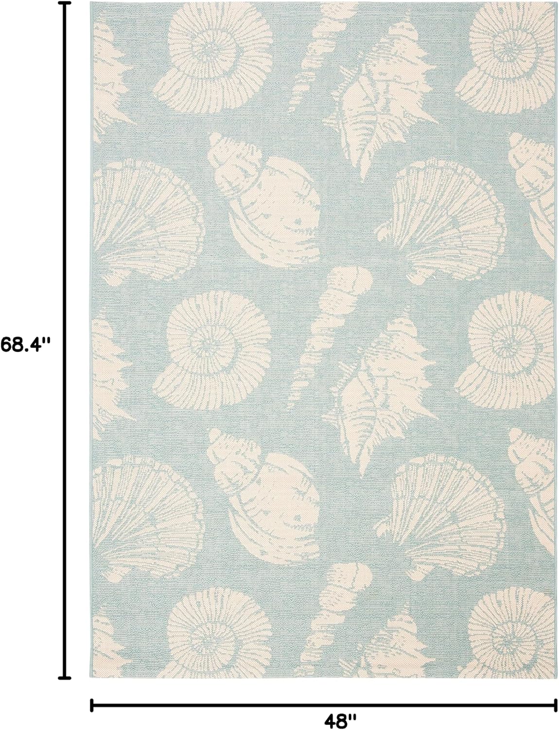 SAFAVIEH Washable Rug Outdoor Courtyard Collection - 4' x 5'7", Aqua Blue & Beige, Non-Shedding & Easy Cleaning, Ideal for Patio, Backyard, Mudroom (CY6239-21321)