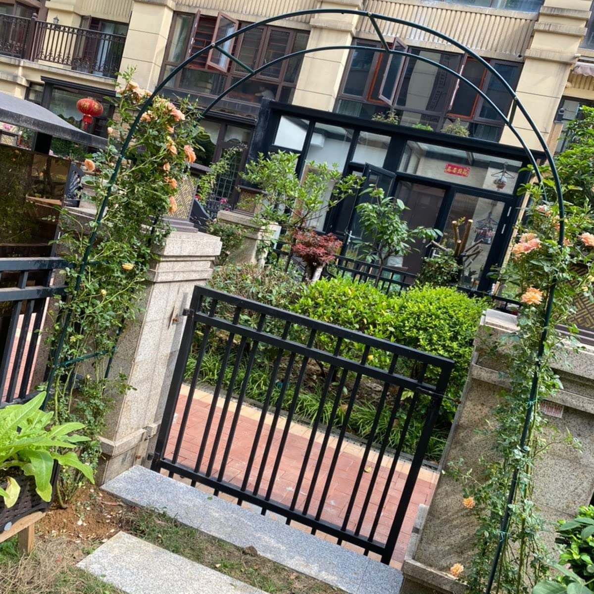 Odporny na warunki atmosferyczne metalowy łuk altanowy – wolnostojąca pergola kratowa do roślin pnących, rozmiary stalowej ramy o szerokości od 1,2 m do 3,5 m (180 x 220 x 40 cm)