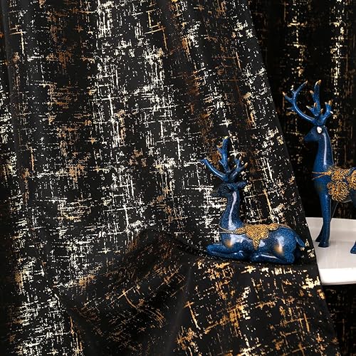 Miniatura 4 de Taisier Home Cortinas texturizadas de lino con estampado de lámina dorada, diseño de puntos geométricos para guardería, sala de juguetes,