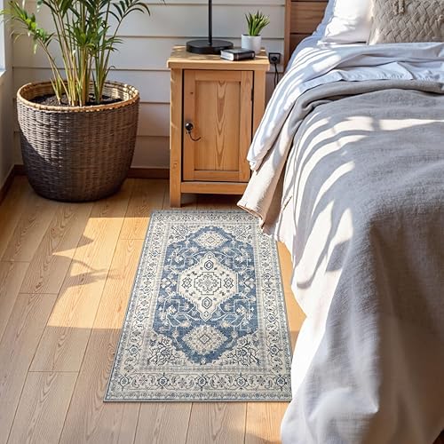 Miniatura 4 de Lahome Tapete oriental lavable, de área, pequeño, 2 x 3 pies, para entrada y cocina, ultrafino, suave, antideslizante, para puerta de interior,
