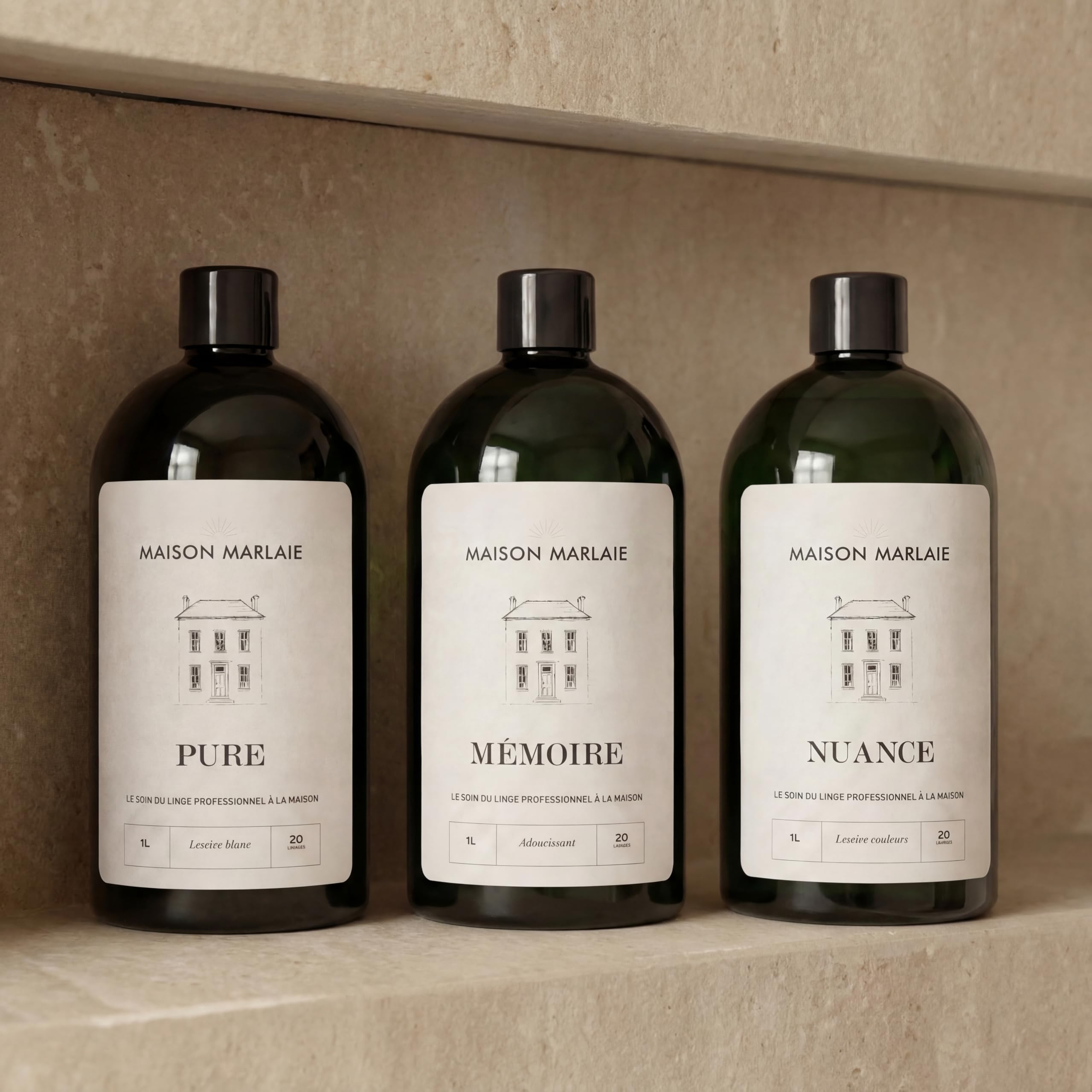MÉMOIRE Maison Marlaie - Adoucissant Linge Concentré 1L | Assouplissant Linge Parfumé | Parfum de Linge Longue Tenue | Hypoallergénique | Fabriqué en Italie | Parfum Linge | Linge Délicat | 1L